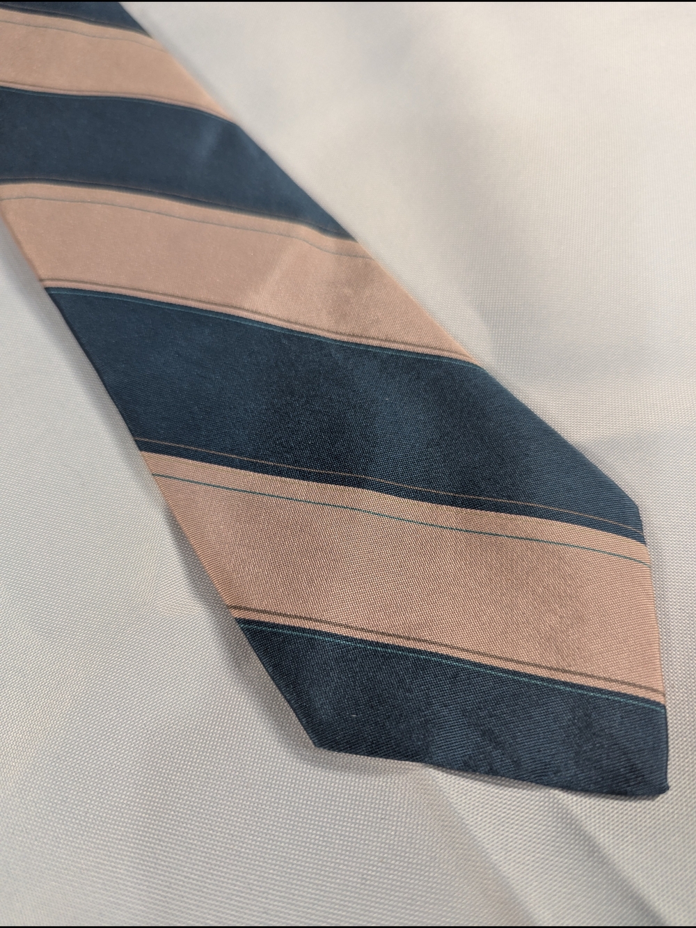 Vintage Christian Dior Silk Tie | Navy & Blush Regimental Stripe | Made in USA